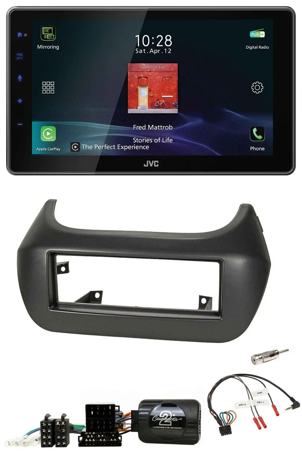 JVC DAB Lenkrad Bluetooth USB Autoradio für Fiat Fiorino Citroen Nemo Peugeot Bi