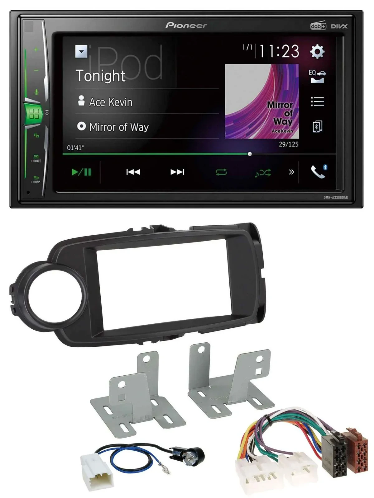Автомагнитола Pioneer 2-DIN MP3 DAB USB Bluetooth для Toyota Yaris (2011–2020) черная