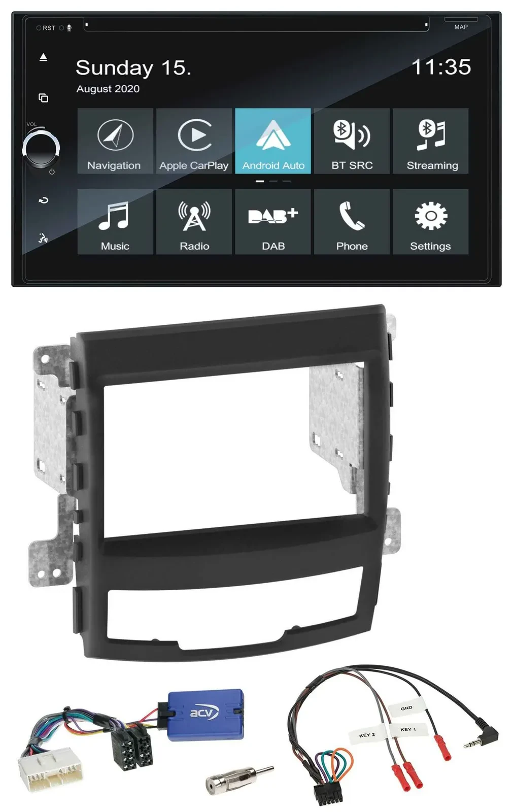 Автомагнитола для SsangYong Korando Blaupunkt 2DIN, навигация, TMC, Bluetooth, USB, DAB, управление с руля