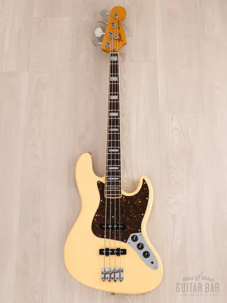 Бас-гитара Fender Jazz Bass 1975 Vintage Reissue JB75-80 JJ Yellow White w/gigbag Japan 1986