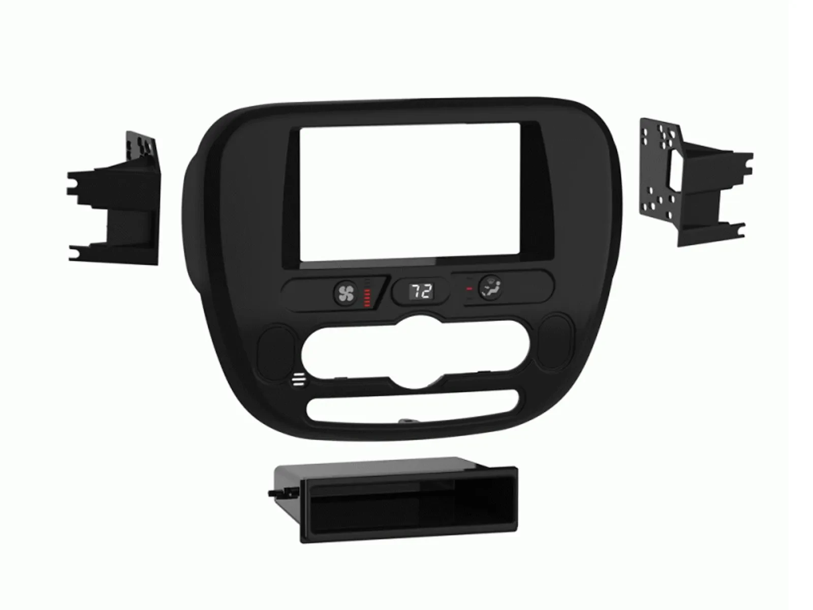 Einbaurahmen Set Doppel DIN Autoradio für Kia Soul PS 2014-2019 Navigation schwa