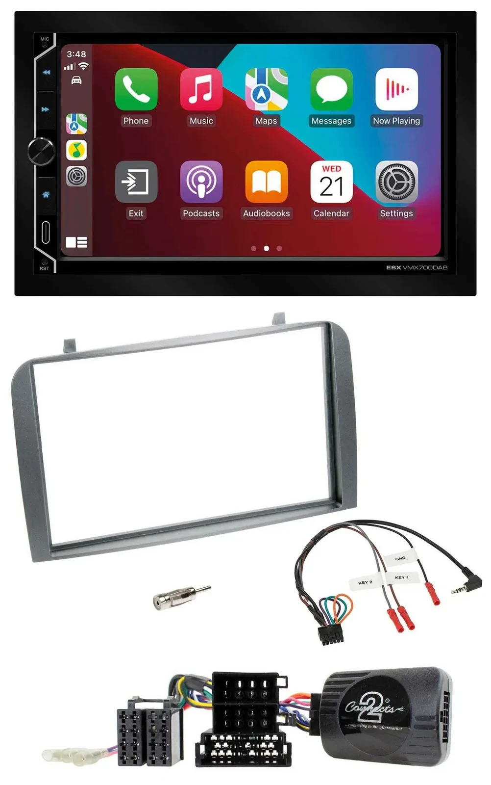 ESX 2DIN DAB USB Lenkrad Bluetooth Autoradio für Alfa Romeo GT 147 07-10 anthraz