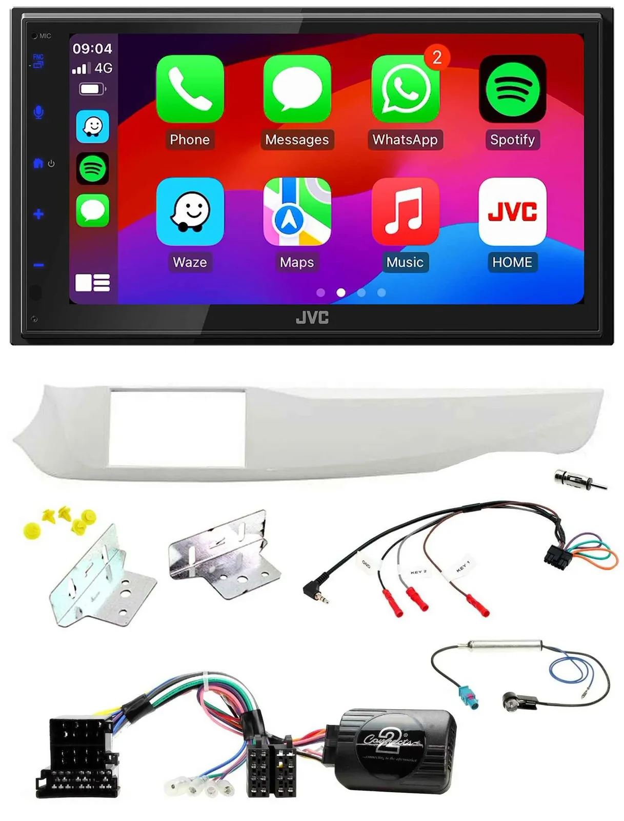 JVC Bluetooth USB Lenkrad 2DIN DAB Autoradio für Alfa Giulietta 10-14 940 weiss