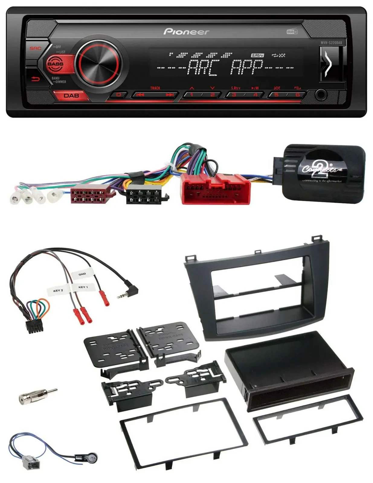Автомагнитола для Mazda 3 Pioneer 1DIN, DAB, USB, CAN-Bus 2009–2013