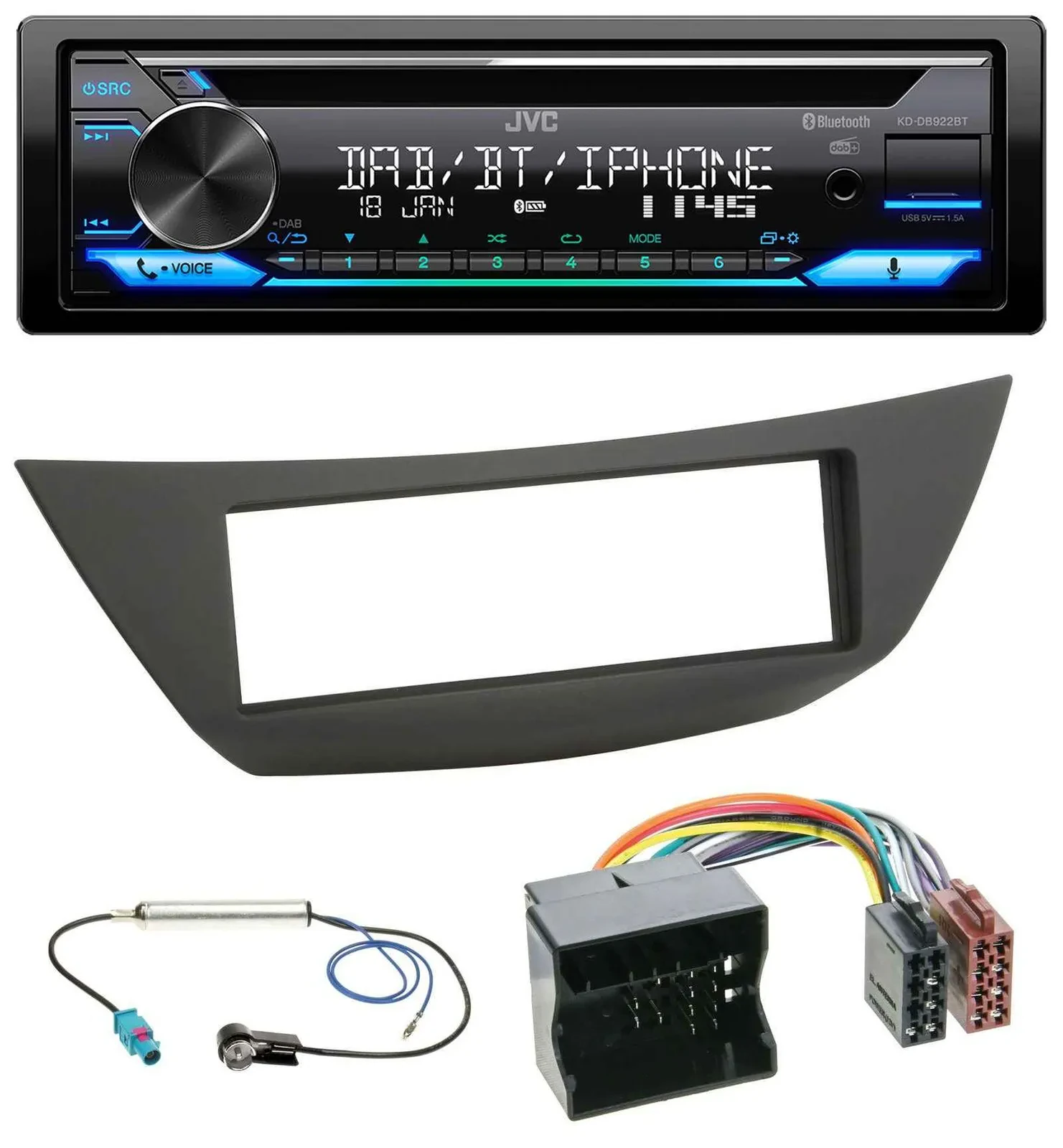 JVC Bluetooth MP3 USB DAB CD Autoradio für Renault Laguna 3 (ab 2008)