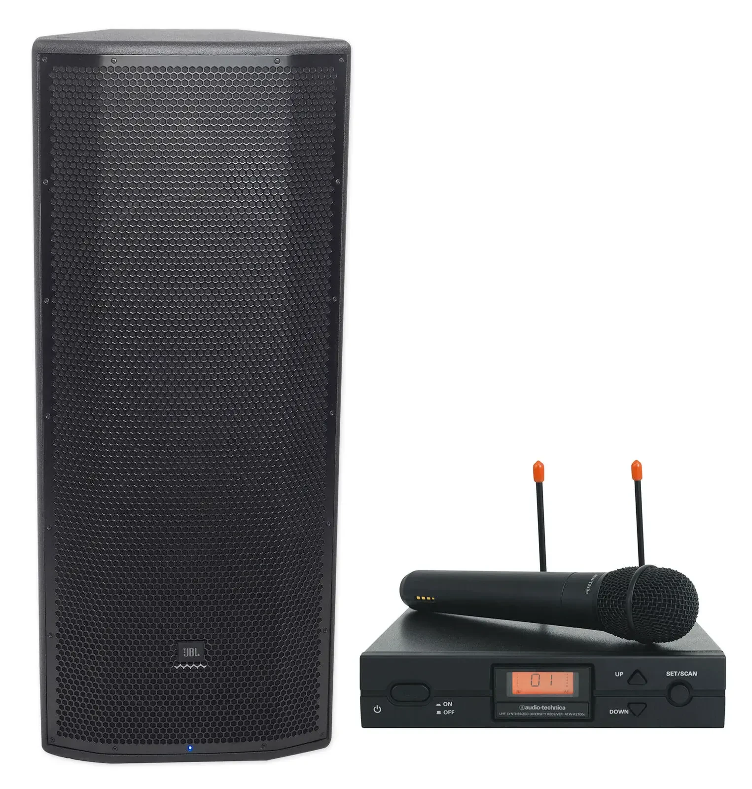 JBL Pro PRX825W Dual 15” 1500w 2-Way Powered Active Speaker+Audio Technica Mic
