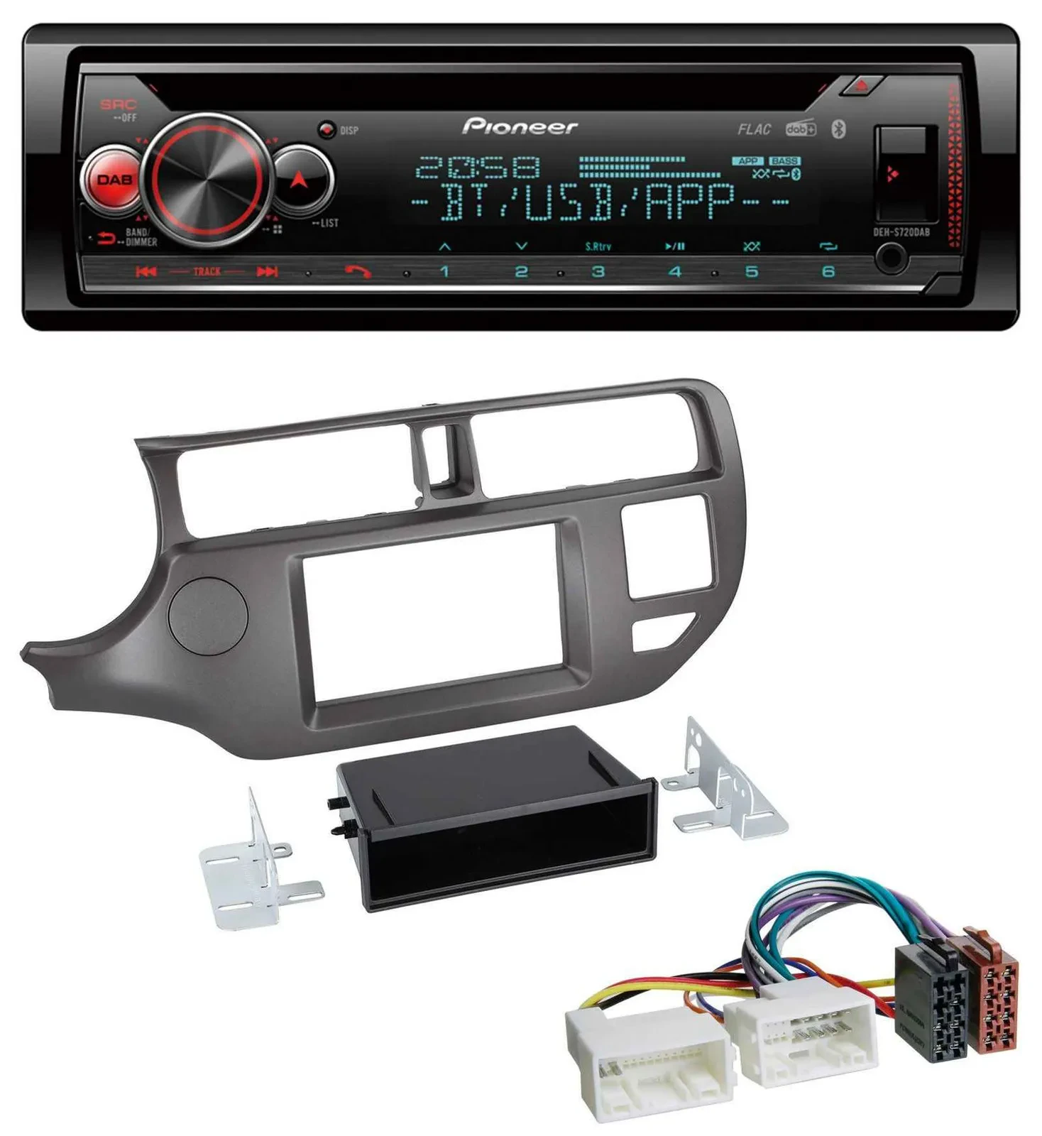 Pioneer MP3 DAB CD Bluetooth USB Autoradio für Kia Rio UB 2011-2014 anthrazit