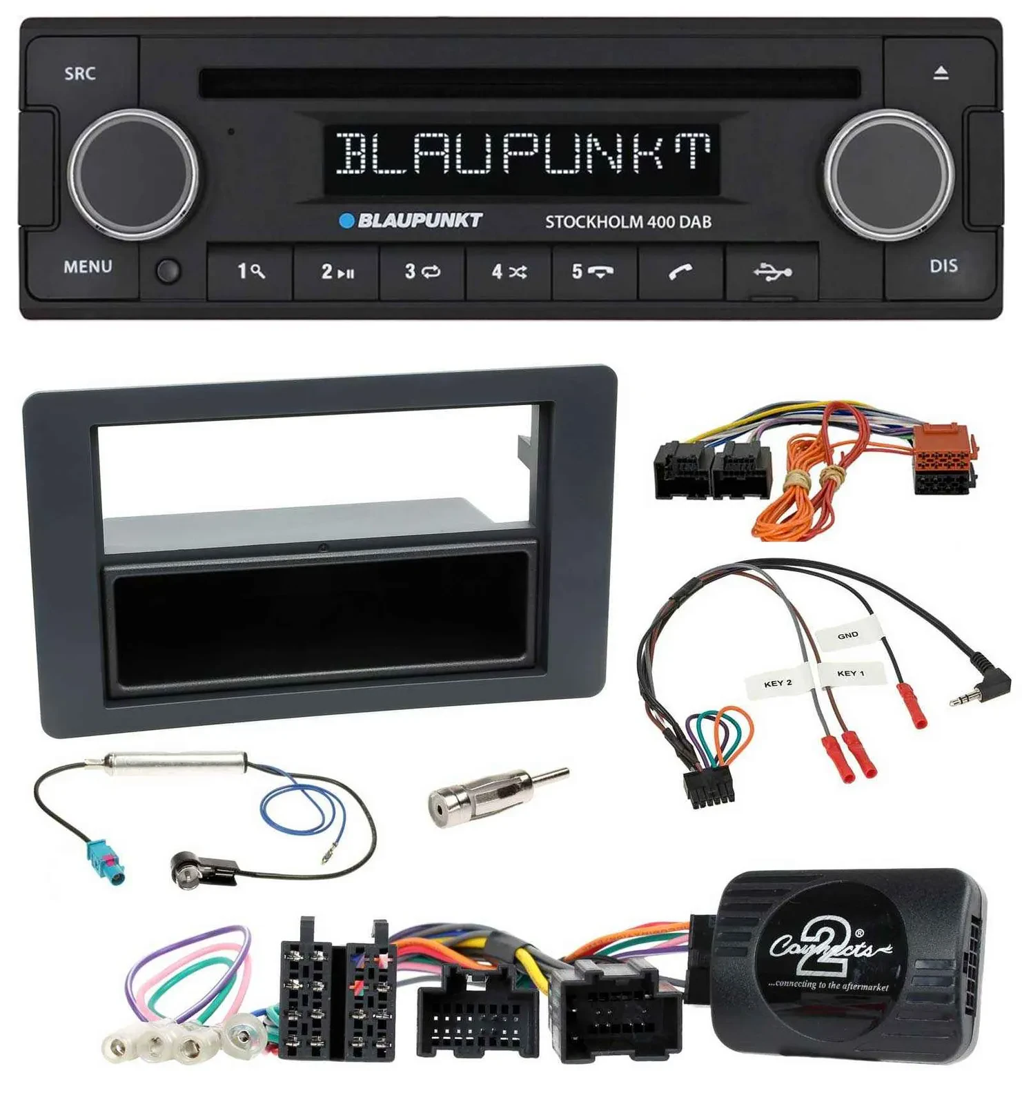 Blaupunkt Lenkrad Bluetooth DAB CD USB Autoradio für Saab 9-5 YS3E Facelift 2005