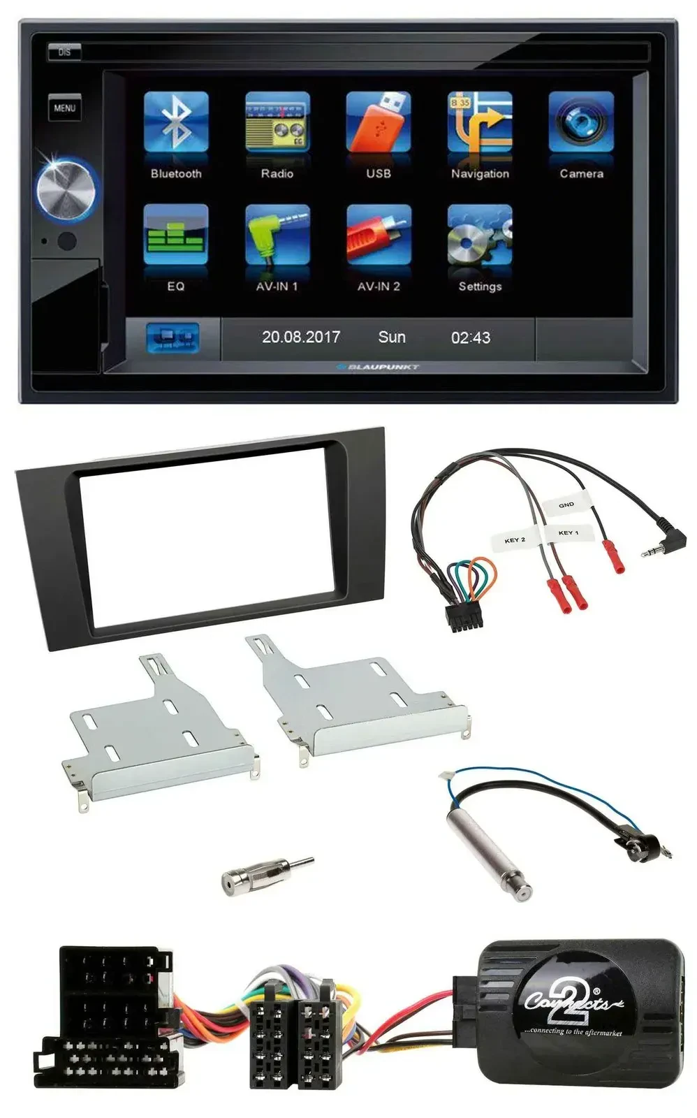 Blaupunkt Lenkrad USB Bluetooth TMC 2DIN Navigation für Audi A4 1999-2001