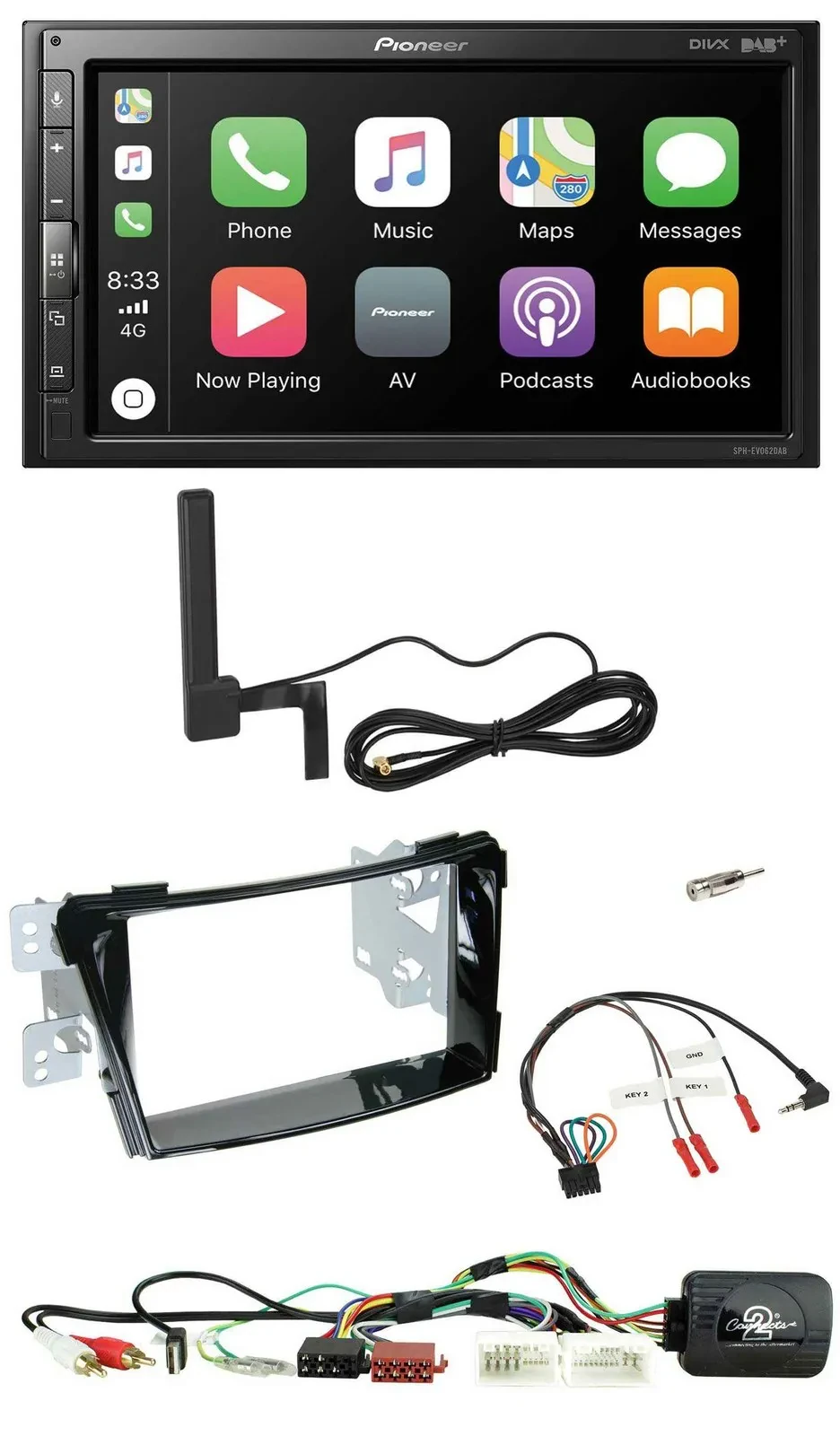 Автомагнитола для Hyundai i40 (2011–2019) Pioneer 2DIN, Bluetooth, DAB, USB, AUX, поддержка управления на руле