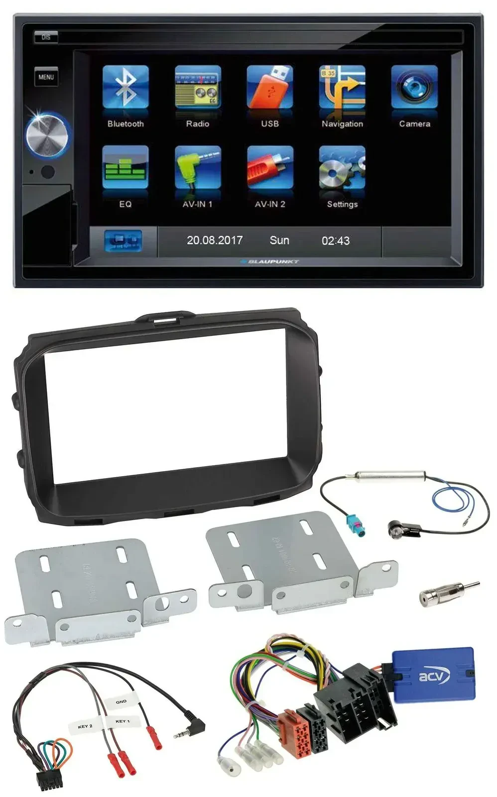 Blaupunkt 2DIN Bluetooth TMC USB Lenkrad SD Navigation für Alfa Romeo Giulietta