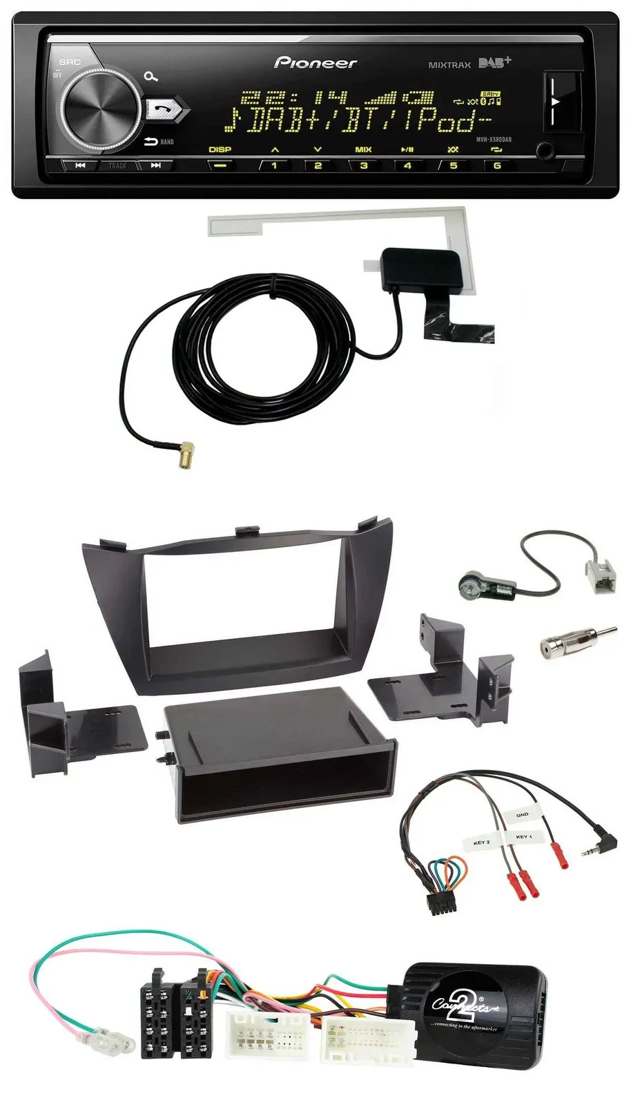 Автомагнитола для Hyundai ix35 2010–2013 Pioneer Bluetooth, DAB, USB, черная