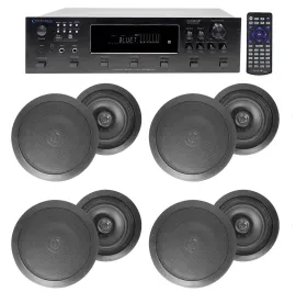 6000w (6) Zone, Home Theater Bluetooth Receiver+(8) Black 6.5" Ceiling Speakers