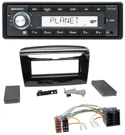 Continental USB MP3 AUX 1DIN Autoradio für Lancia Y ab 12 schwarz glänzend