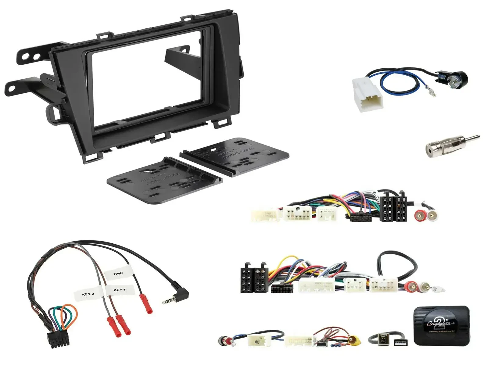 Einbauset Lenkradadapter Doppel DIN Autoradio für Toyota Prius 09-16 Display Rüc