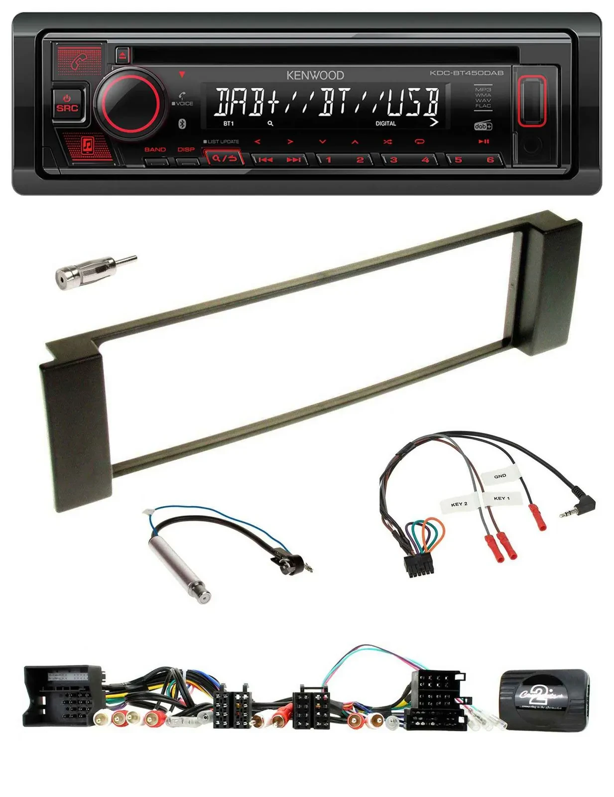 Kenwood Lenkrad CD USB Bluetooth DAB Autoradio für Audi A3 A6 Can-Bus 00-04