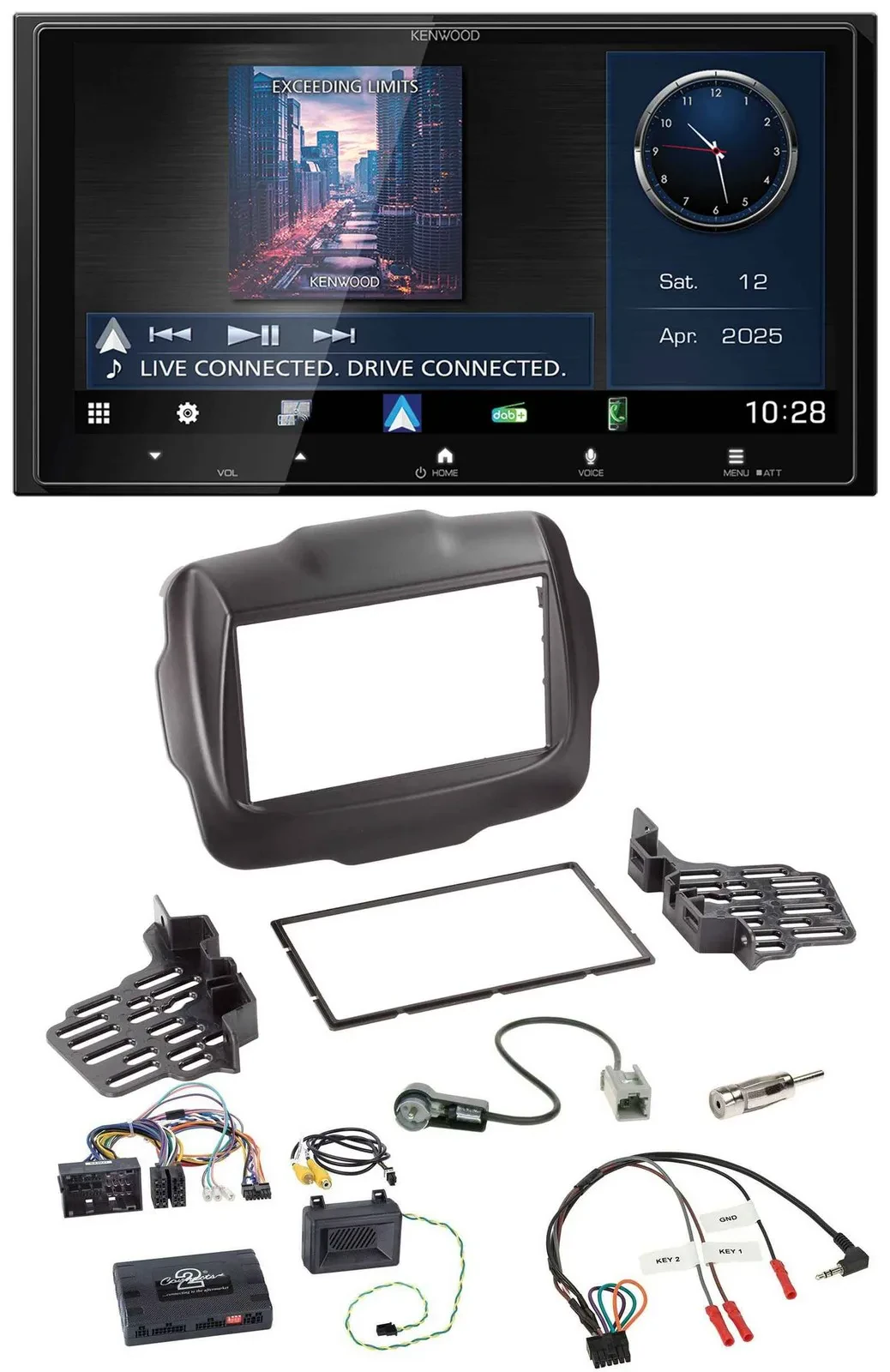 Kenwood Bluetooth 2DIN USB DAB Lenkrad Autoradio für Jeep Renegade ab 2015