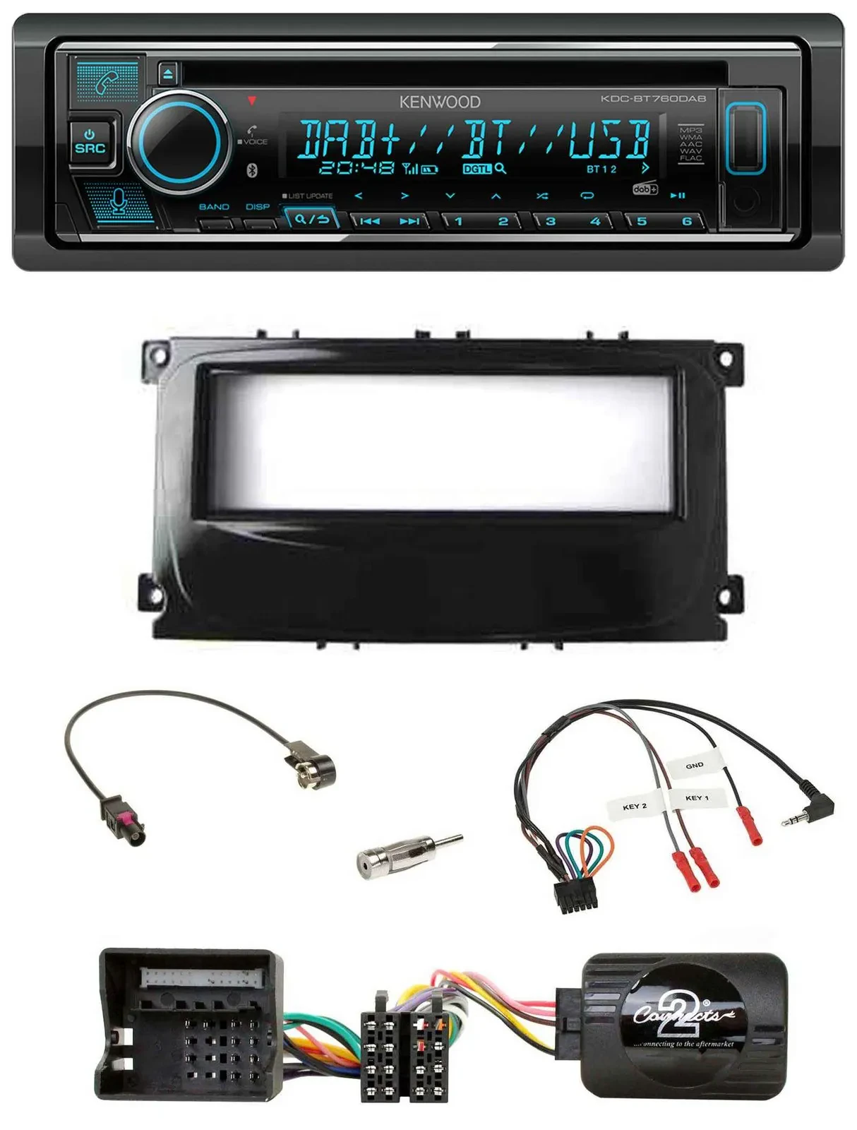 Kenwood Lenkrad Bluetooth DAB USB CD Autoradio für Ford Mondeo 2007-2014 S-Max p