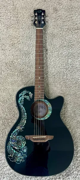 Luna Guitars Fauna Dragon Acoustic-Electric Guitar Classic Black (FAU DRA BLK)