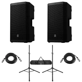 Electro-Voice ZLX-G2 12" 1000W Bluetooth Loudspeaker, Pair, w/Stands and Cables