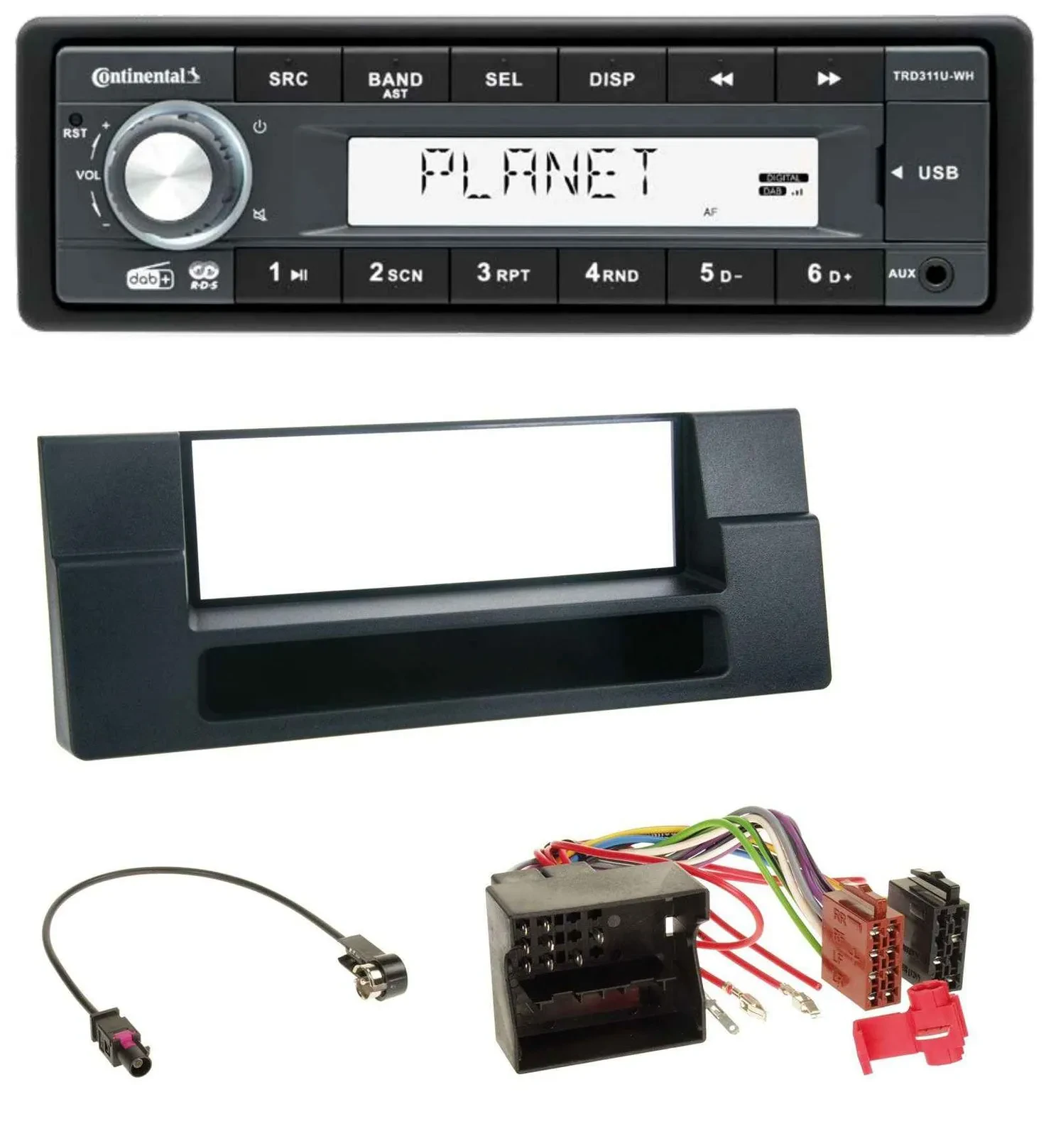 Continental MP3 AUX USB DAB 1DIN Autoradio für BMW X5 E53 5er E39 Quadlock Ablag