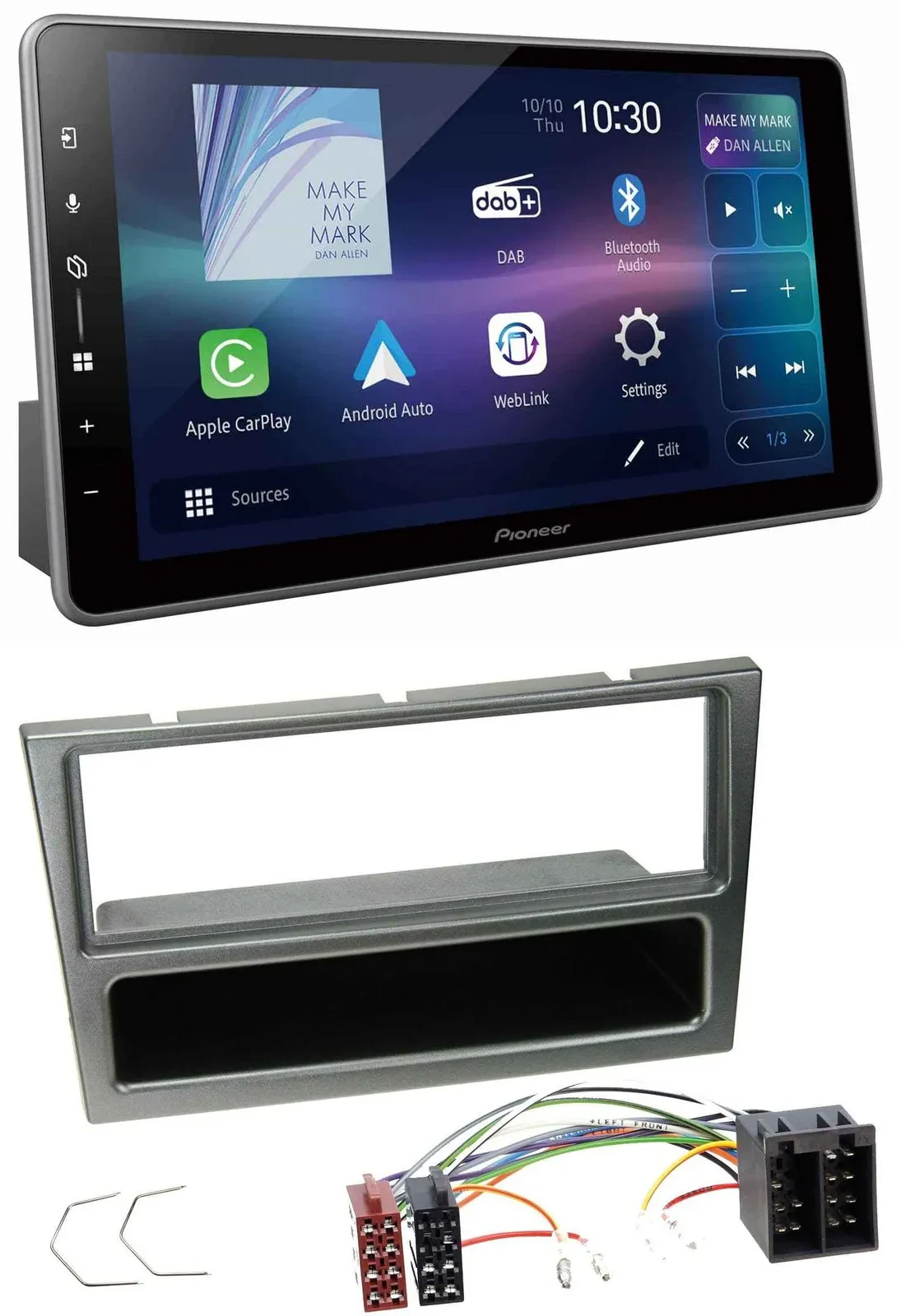 Автомагнитола для Opel Corsa C (2000–2004) Pioneer Bluetooth DAB USB MP3, алюминий