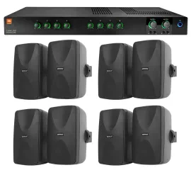Настенная акустика JBL WET-5B Black с усилителем (8 штук)