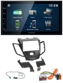 Автомагнитола Kenwood 2-DIN, Bluetooth, MP3, USB, DAB, для Ford Fiesta 2008–2010, черный