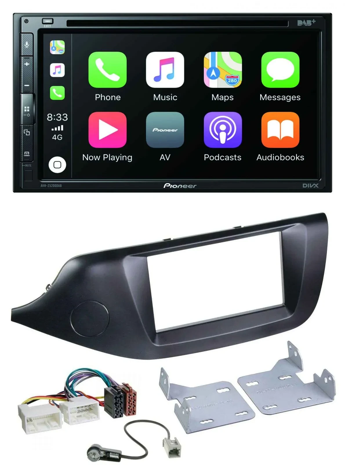 Автомагнитола для Kia Ceed Pioneer DVD, 2-DIN, DAB, Bluetooth, USB, MP3, черный