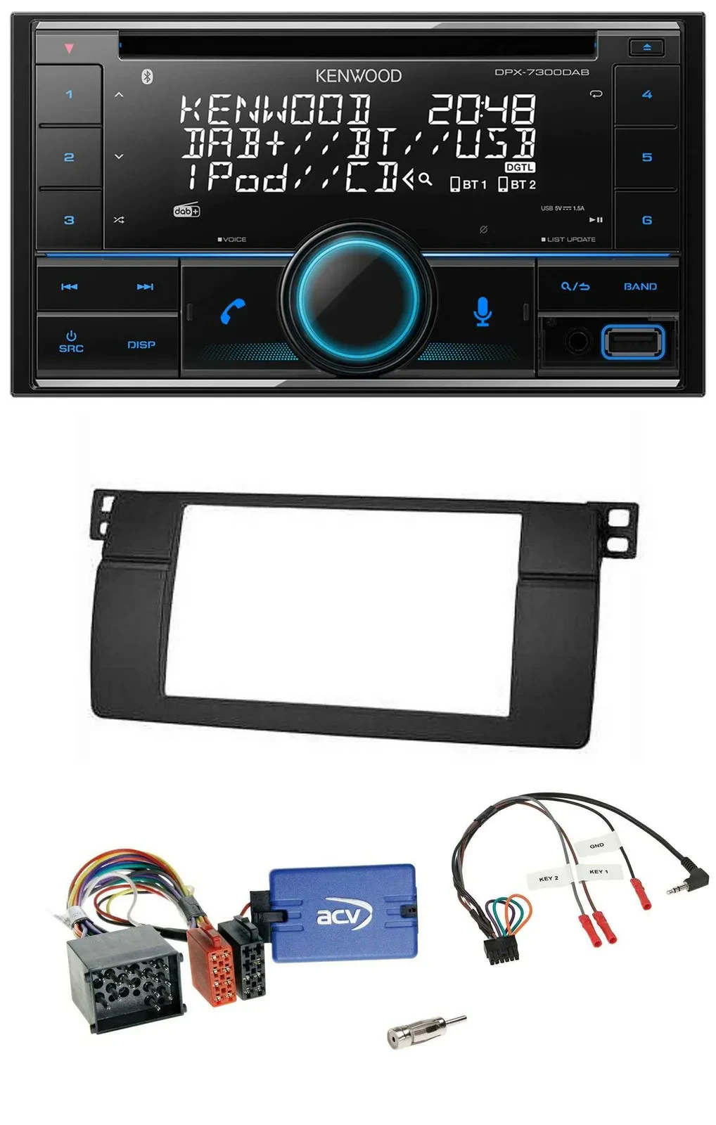 Kenwood CD 2DIN DAB USB Lenkrad Bluetooth Autoradio für BMW 3er E46 00-06 Profi