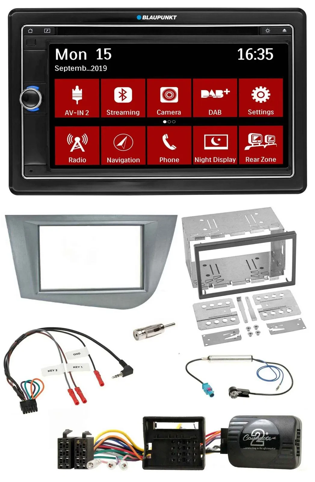 Blaupunkt Lenkrad DAB TMC 2DIN USB Bluetooth Navigation für Seat Leon 2005-2012