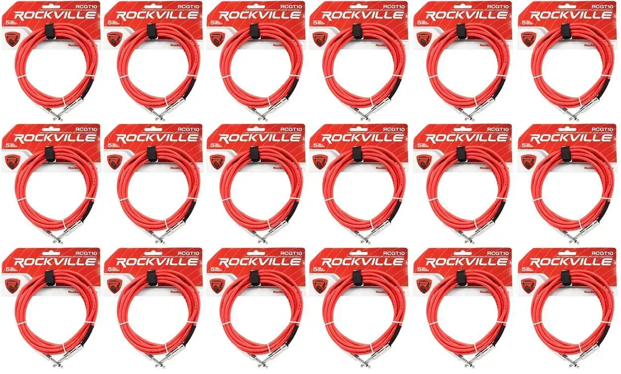 Инструментальный кабель Rockville RCGT10R Red 3 м (18 штук)