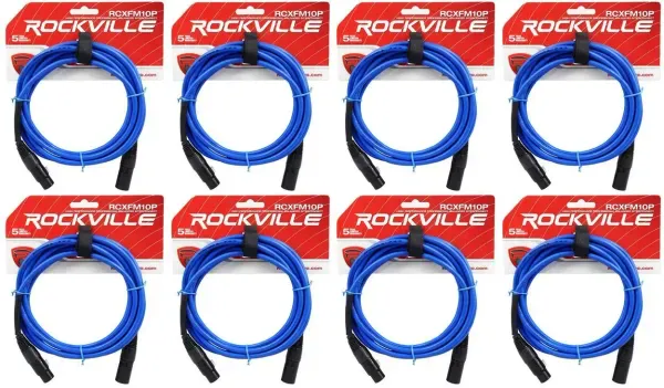 Микрофонный кабель Rockville RCXFM10P-BL Blue 3 м (8 штук)