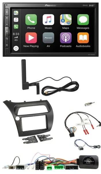 Pioneer USB 2DIN Bluetooth DAB Lenkrad Autoradio für Honda Civic 2006-2012