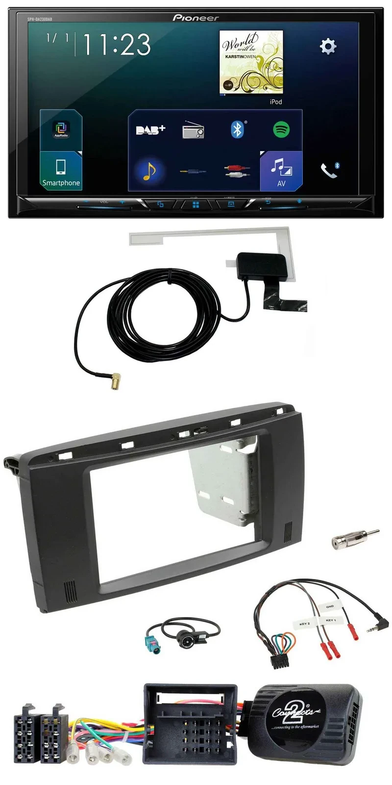 Pioneer 2DIN DAB USB Lenkrad Bluetooth Autoradio für Mercedes SLK 08-11 R171