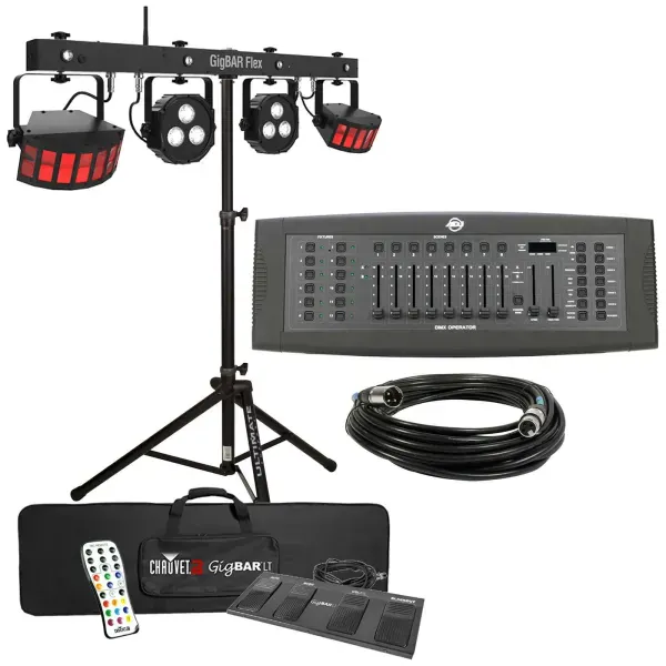 Chauvet DJ GigBAR Flex Derby Par Lighting System w ADJ DMX Controller and Stand