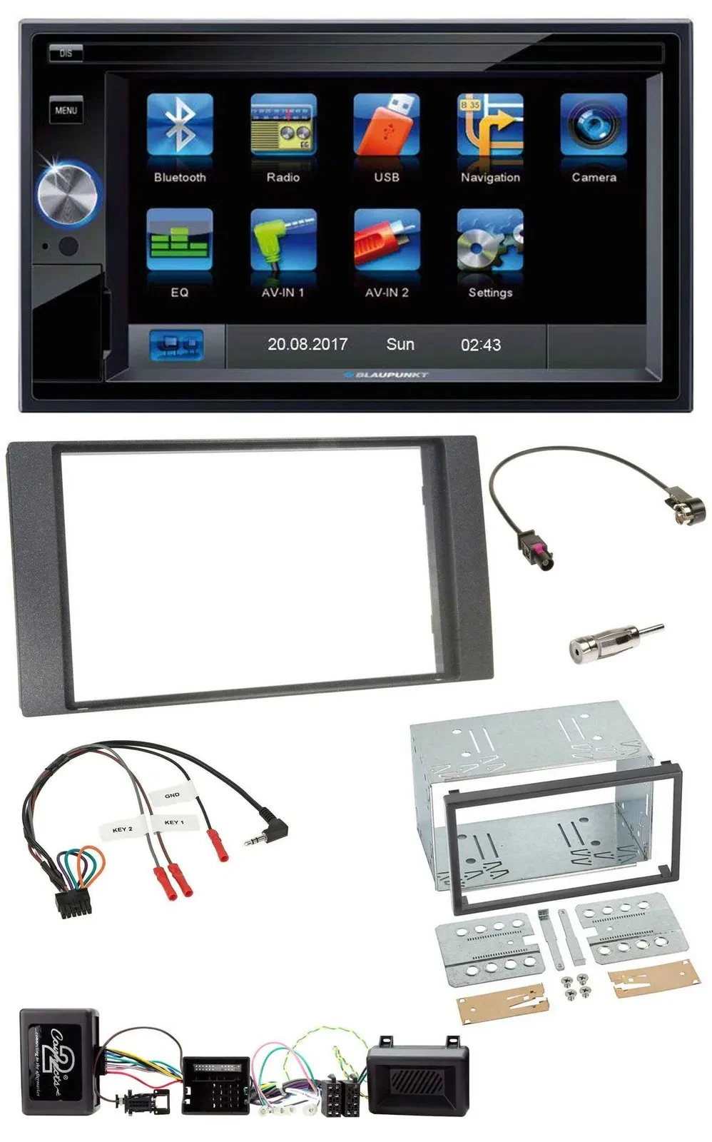 Blaupunkt SD USB TMC Bluetooth 2DIN Lenkrad Navigation für Ford Kuga 08-12 anthr