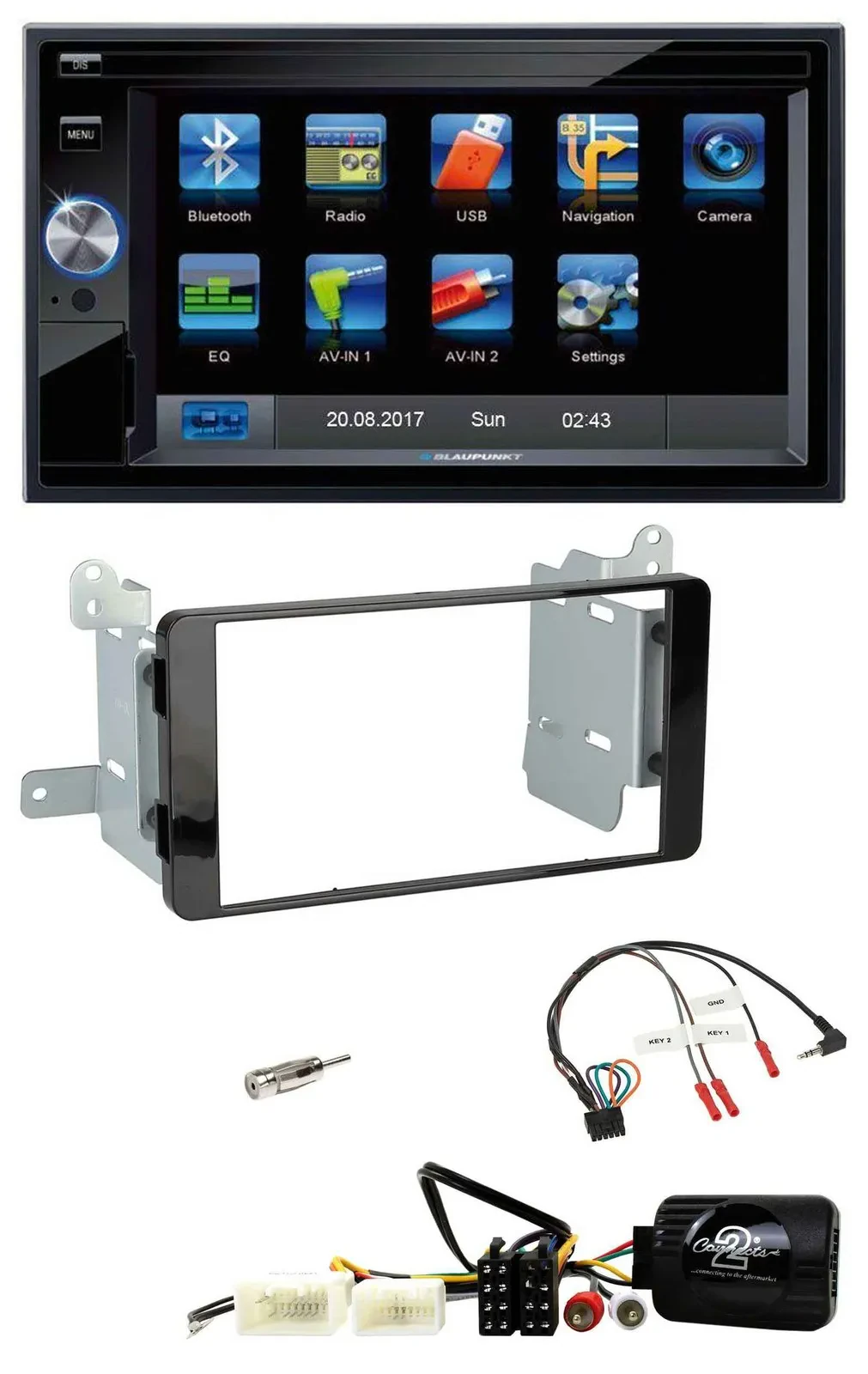 Blaupunkt 2DIN Bluetooth TMC USB Lenkrad SD Navigation für Mitsubishi L200 ab 10