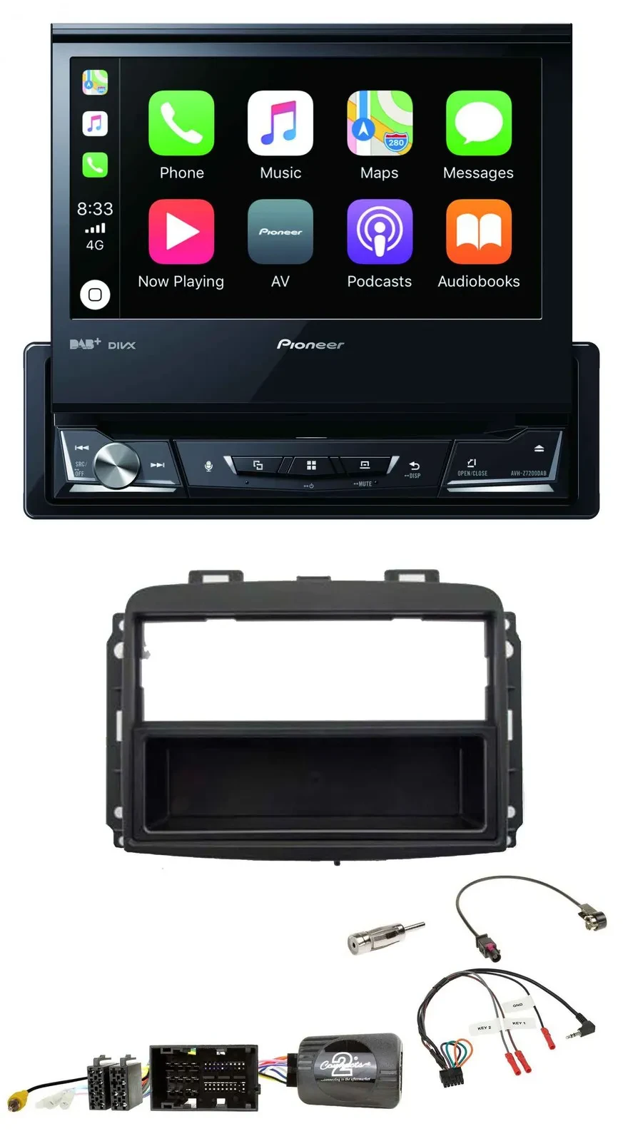 Pioneer DVD Bluetooth DAB USB Lenkrad Autoradio für Fiat 500 L (ab 2012)