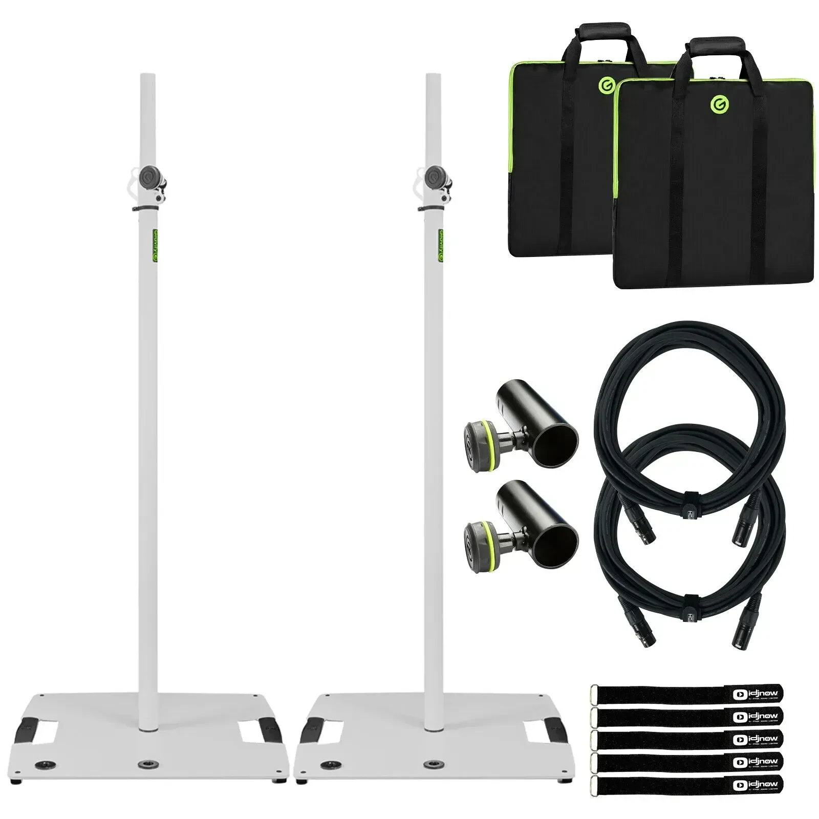 Стойка для световых приборов Gravity GLS431W белая (набор, 2 шт.) со стальным основанием, 35 мм M10 фланец, с сумкой