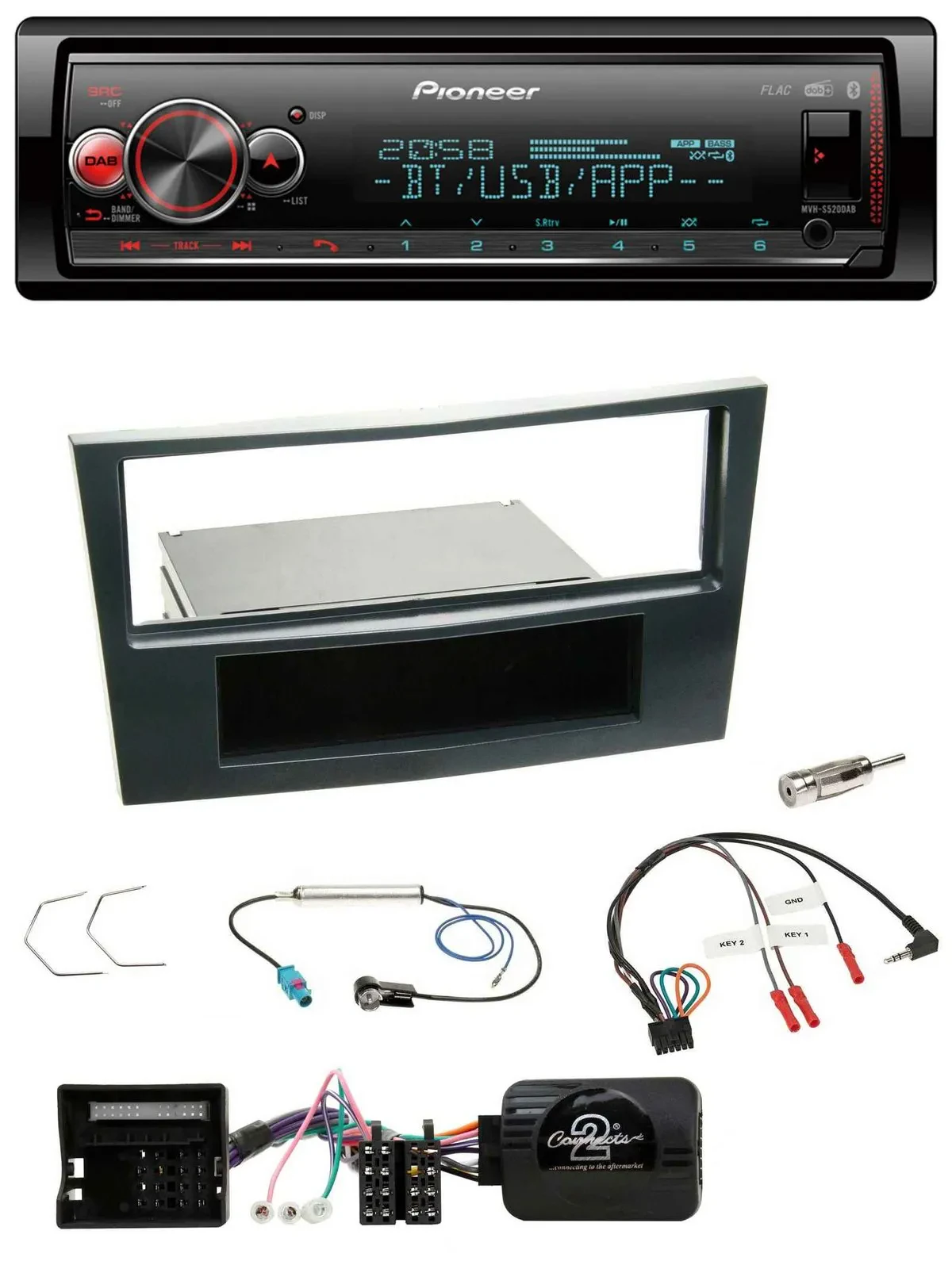 Pioneer Bluetooth USB Lenkrad DAB Autoradio für Opel Corsa D 06-08 Stealth Schwa