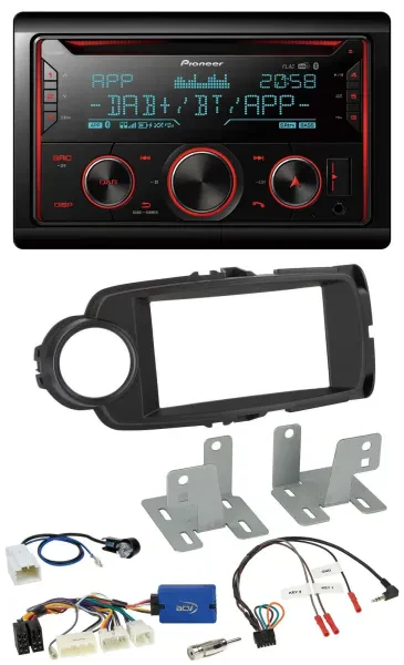 Pioneer 2DIN DAB Lenkrad Bluetooth USB CD Autoradio für Toyota Yaris ab 2014 sch