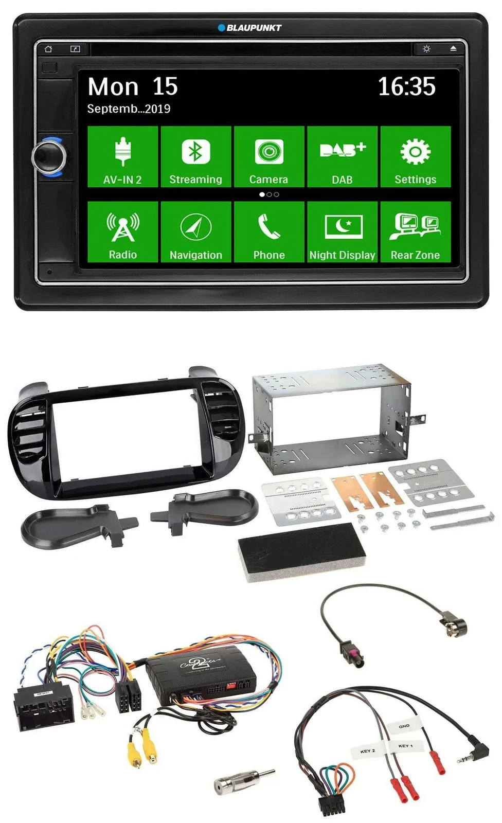 Blaupunkt Bluetooth 2DIN Lenkrad DAB USB TMC Navigation für Fiat 500 2014-2015 s