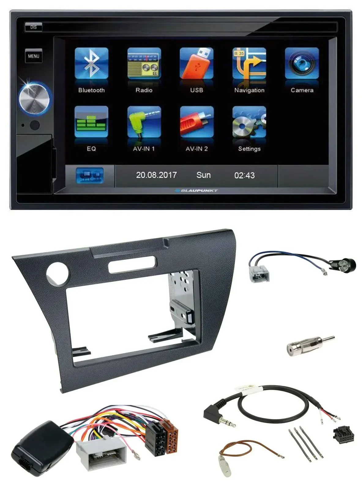 Blaupunkt 2DIN Bluetooth TMC USB Lenkrad SD Navigation für Honda CR-Z 2010-2013