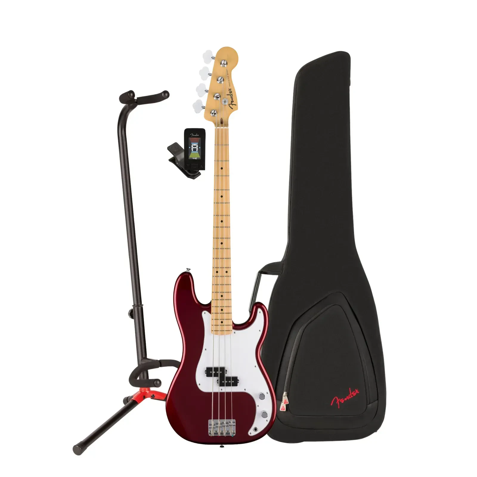 Fender Standard Precision Bass 4 String Candy Cola Electric Guitar Bundle