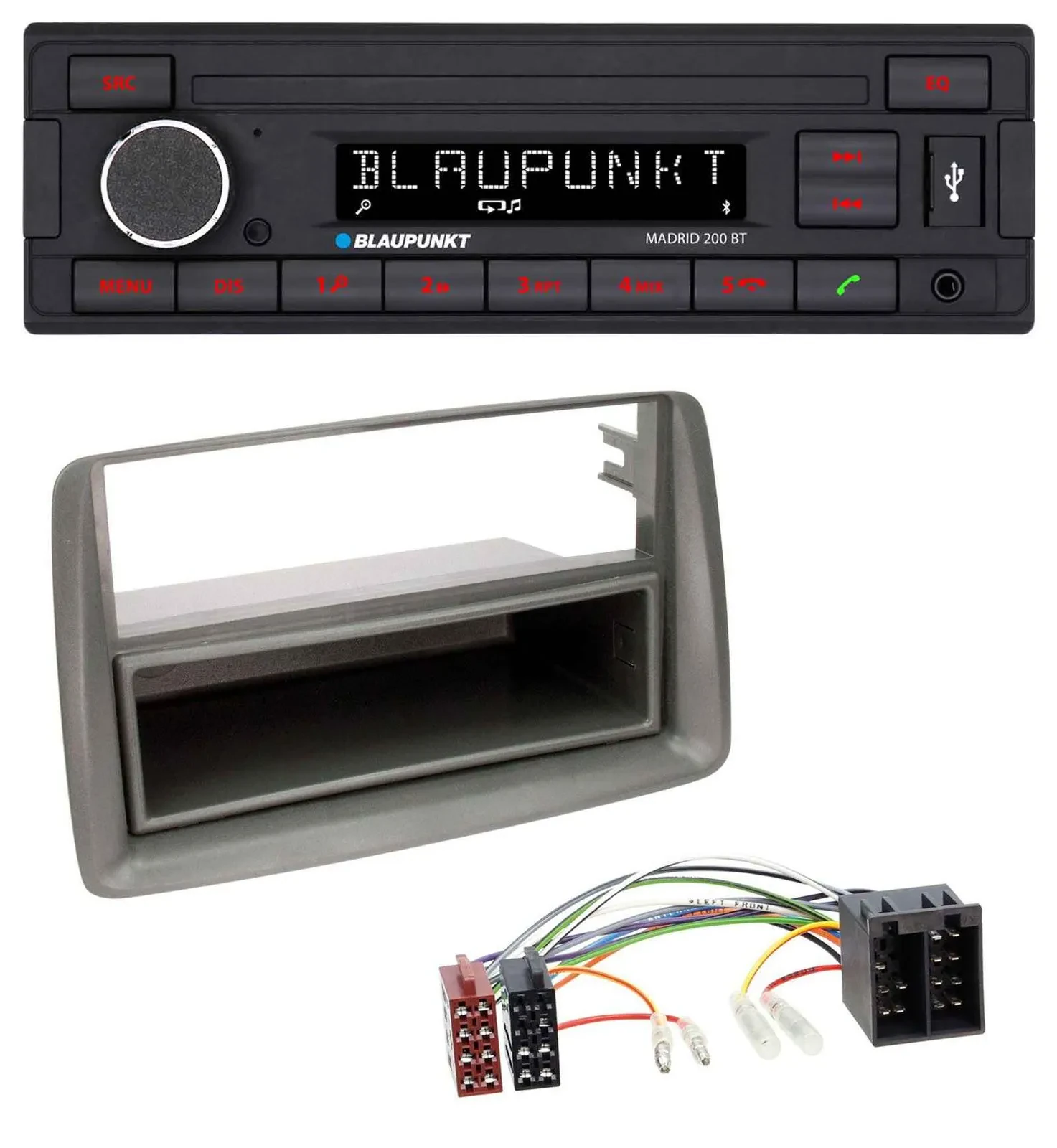 Blaupunkt USB AUX Bluetooth MP3 Autoradio für Fiat Panda (169 2003-2012) grau