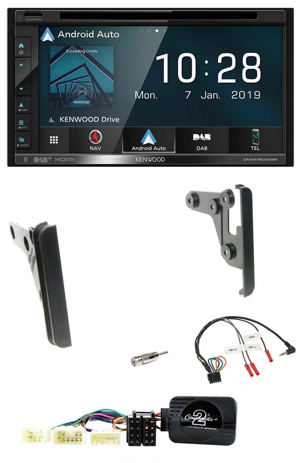 Автомагнитола для Toyota FJ (с 2007) Kenwood DAB, TMC, USB, 2DIN, Bluetooth, навигация