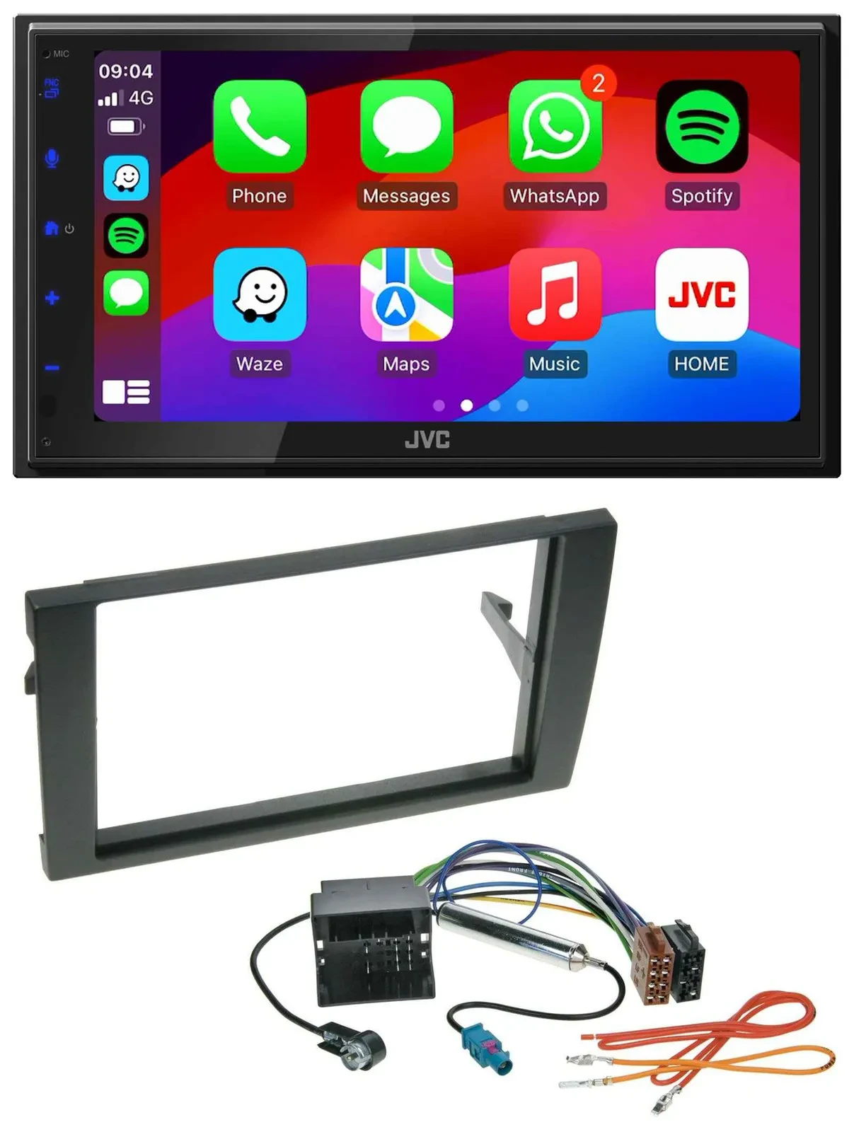 JVC Bluetooth 2DIN MP3 DAB USB Autoradio für Audi A4 01-08 B6 B7 Quadlock
