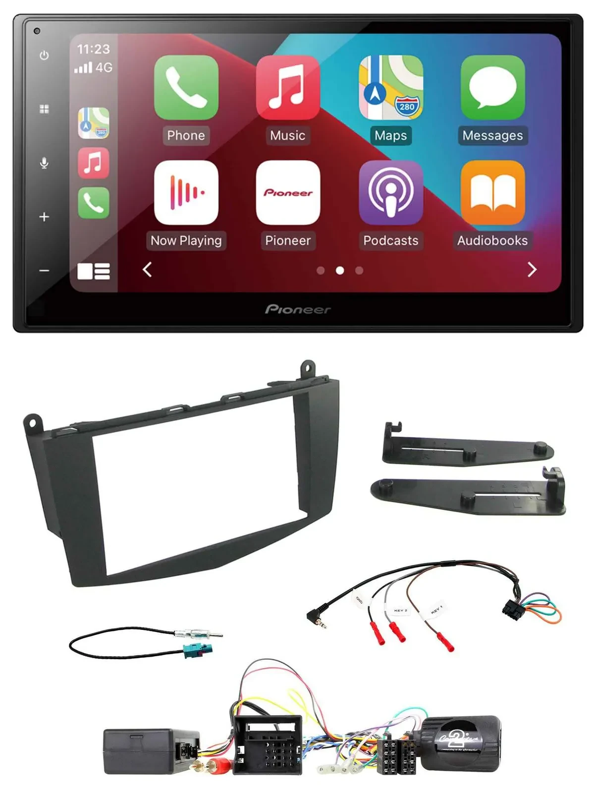 Pioneer USB Lenkrad DAB 2DIN Bluetooth Autoradio für Mercedes C W204 Aktivsystem