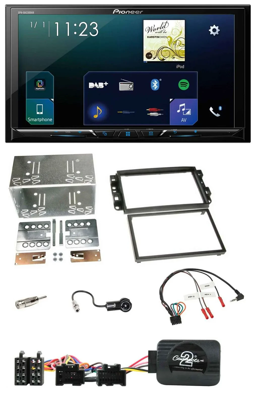 Pioneer Lenkrad Bluetooth USB 2DIN DAB Autoradio für Chevrolet Aveo Captiva 2006